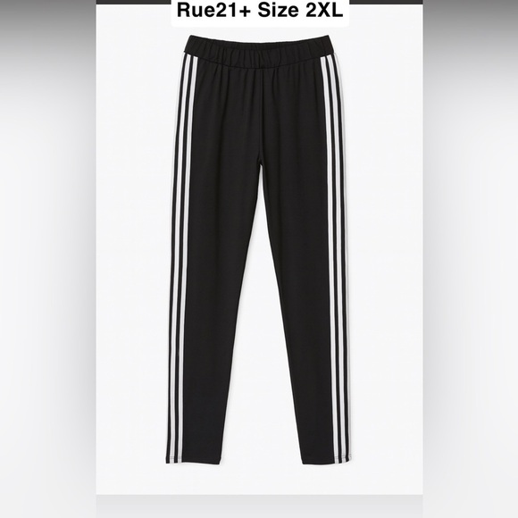 Rue21 + Women’s Black and White Stripe Leggings Size 2XL Athletic Track Pants - Picture 4 of 4